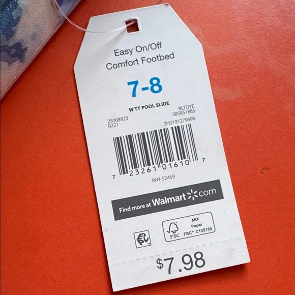 NWT TIME & TRU Blue and White Tie-Dye Pool Slide Sandals - Picture 4 of 6